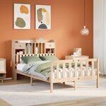 vidaXL Lit bibliothèque sans matelas 135x190 cm bois de pin massif