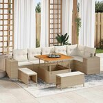 vidaXL Ensemble de canapé de jardin avec coussin 9 Pièces Beige  Crème