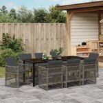 Ensemble de salle à manger de jardin vidaXL 9 pièces avec coussins en rotin poly gris