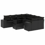 vidaXL Salon de jardin 9 Pièces avec coussins noir résine tressée