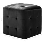 vidaXL 2 Pièces Tables de chevet Noir 30x30x30 cm Tissu velours