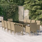 vidaXL Ensemble à manger de jardin 11Pièces Résine tressée Beige