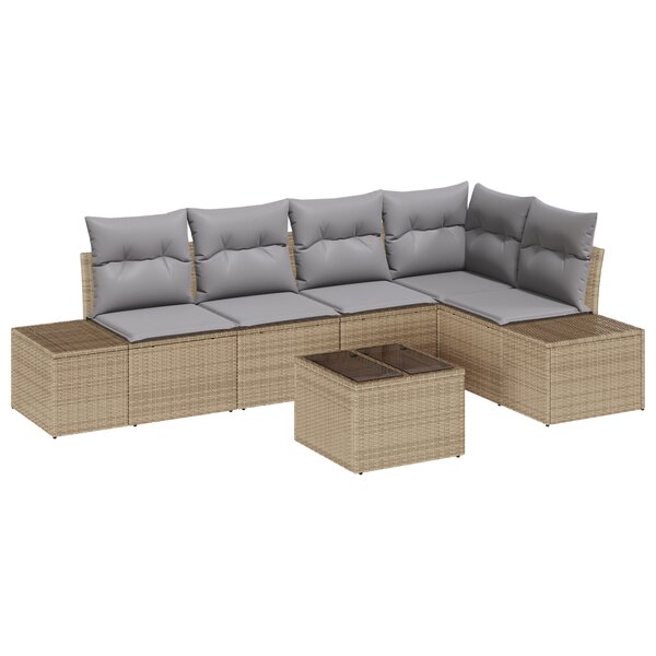 vidaXL Ensemble de Canapés de Jardin 6 pièces avec Coussins Noir Rotin Poly