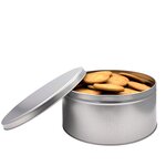 Boîte ronde haute en fer blanc verni  diamètre 19.5 cm hauteur 9.5 cm