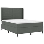 vidaXL Lit à ressorts avec matelas Gris foncé 140 x 200 cm tissu