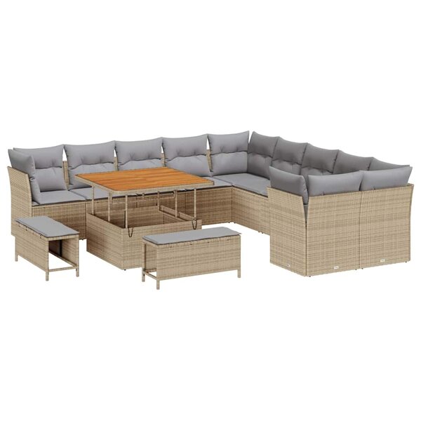 vidaXL Ensemble de canapé de jardin 13 Pièces beige et gris clair