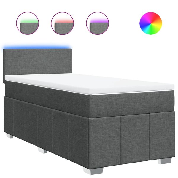 vidaXL Sommier à lattes de lit avec matelas Gris foncé 90x200 cm Tissu