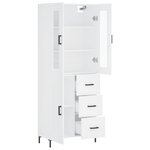 vidaXL Buffet haut Blanc 69 5x34x180 cm Bois d'ingénierie