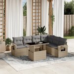 vidaXL Salon de jardin avec coussins 7 Pièces beige résine tressée