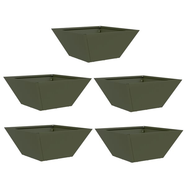 vidaXL Jardinière en plastique 5 Pièces Vert olive 35 x 35 x 15 cm Acier
