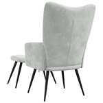 vidaXL Chaise de relaxation avec tabouret Gris clair Velours