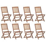 vidaXL Chaises pliables d'extérieur et coussins lot de 8 Bois d'acacia