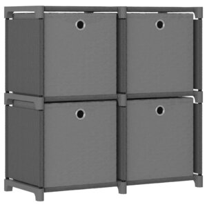 vidaXL Étagère à 4 cubes avec boîtes Gris 69x30x72 5 cm Tissu