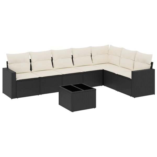vidaXL Salon de jardin 8 Pièces avec coussins noir résine tressée