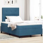 vidaXL Lit à ressorts avec matelas Bleu foncé 120 x 190 cm tissu