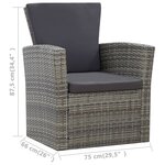 vidaXL Salon de jardin 4 Pièces avec coussins Résine tressée Gris