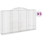 vidaXL Paniers à gabions arqués 5 Pièces 300x30x160/180 cm fer galvanisé
