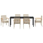 vidaXL Ensemble de salle à manger pour jardin 7 Pièces Beige et Noir