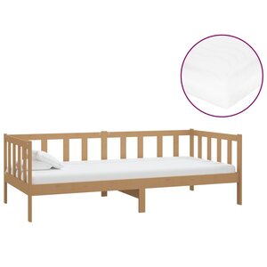 vidaXL Lit de repos et matelas 90x200cm Marron miel Bois de pin massif