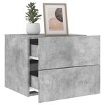 vidaXL Table de chevet murale avec lumières LED gris béton