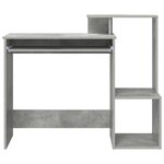 vidaXL Bureau gris Effet béton Panneau de particules Moyen Rangement