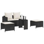 vidaXL Salon de jardin 5 Pièces avec coussins empilable noir polyrotin