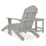vidaXL Chaise de jardin Adirondack avec pouf et table Sapin Gris