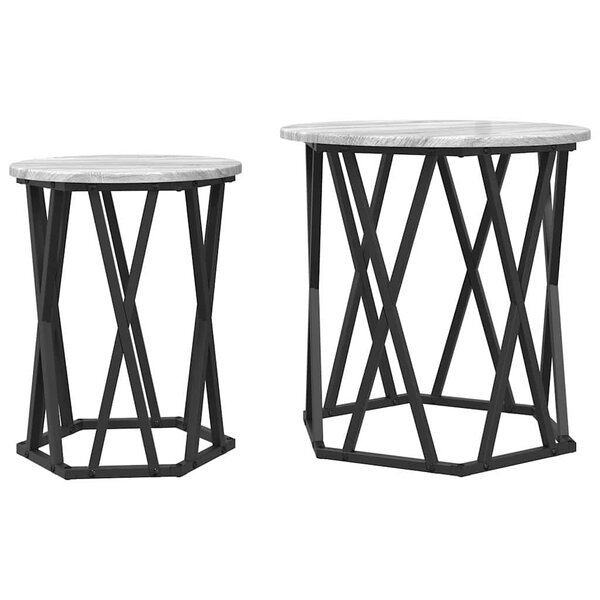 Tables d'appoint vidaXL 2 Pièces Gris Sonoma en bois aggloméré