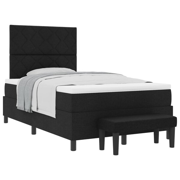 vidaXL Lit à ressorts avec tête de lit Noir 120 x 200 cm tissu
