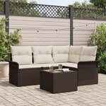 vidaXL Canapé de Jardin 4 Pièces avec Coussins en Poly Rattan Gris