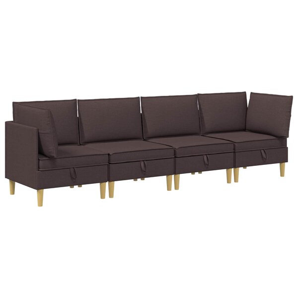 vidaXL Canapé modulaire avec rangement 4 pc Marron foncé Tissu