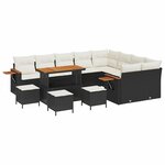 vidaXL Ensemble de canapé de jardin 13 Pièces Noir Poly rotin