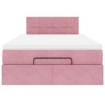 vidaXL Cadre de lit ottoman avec matelas rose 120x200 cm velours