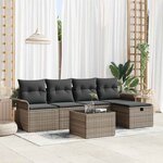 vidaXL Ensemble de canapé de jardin avec coussin 6 Pièces Gris Poly rotin
