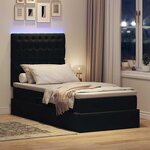 vidaXL Lit de rangement LED avec matelas Noir 90 x 190 cm Velours