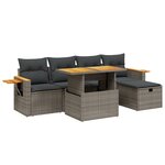 vidaXL Salon de jardin 6 Pièces avec coussins gris résine tressée