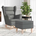 vidaXL Chaise à bascule avec repose-pied Gris foncé Tissu