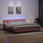 vidaXL Sommier à lattes de lit avec matelas et LED rose 180x210 cm velours