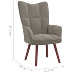 vidaXL Chaise de relaxation Gris clair Velours