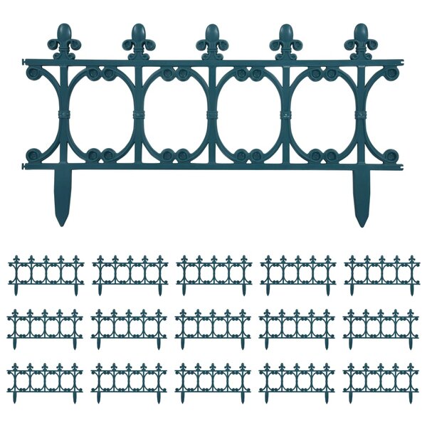 vidaXL Bordures de jardin 16 Pièces Vert 10 m PP