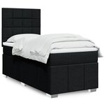 vidaXL Sommier à lattes de lit avec matelas Noir 90x190 cm Tissu