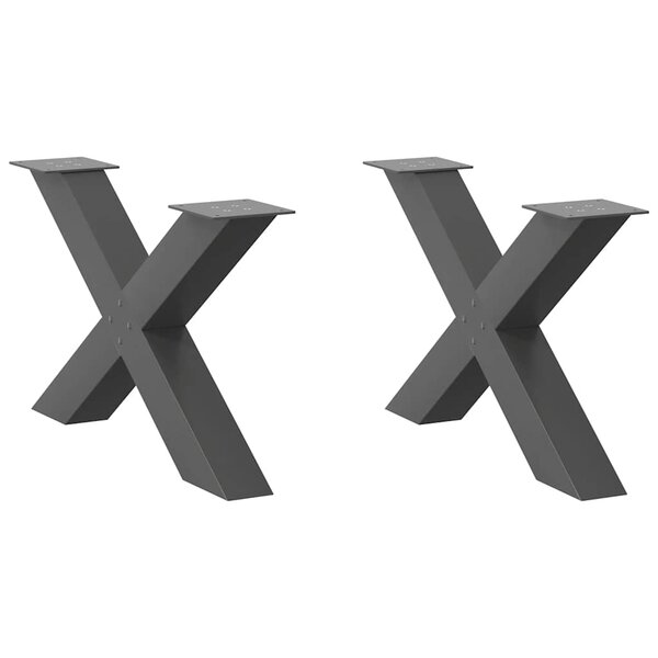 vidaXL Pieds de table basse en forme de X  2 pièces  anthracite  70 x (42-43) cm  acier