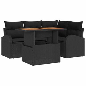 vidaXL Ensemble de canapé de jardin avec coussin 5 Pièces Noir