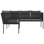 vidaXL Canapé de jardin avec coussins forme de L noir acier textilène