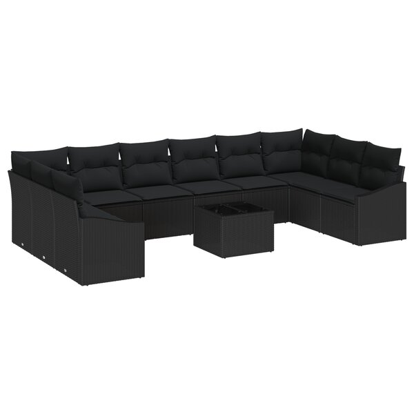 vidaXL Ensemble de salle à manger de jardin 11 pièces avec coussins Beige Poly Rattan