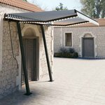 vidaXL Auvent manuel rétractable avec LED 3 5x2 5 m Bleu et blanc
