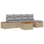 vidaXL Ensemble de Canapés de Jardin 6 Pièces avec Coussins Beige Poly Rattan