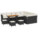 Ensemble de canapé de jardin 13 pièces avec coussins Noir Rattan PE Acacia
