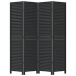 vidaXL Cloison de séparation 4 panneaux noir bois de paulownia massif