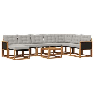 vidaXL Ensemble de canapés d'extérieur 9 pc Naturel et Gris clair